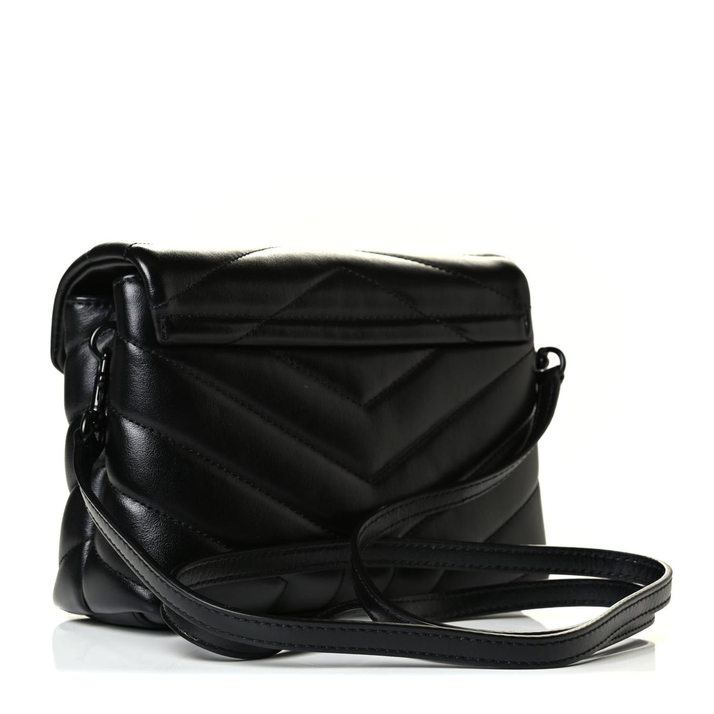 Calfskin Y Quilted Monogram Toy Loulou Crossbody Bag Black