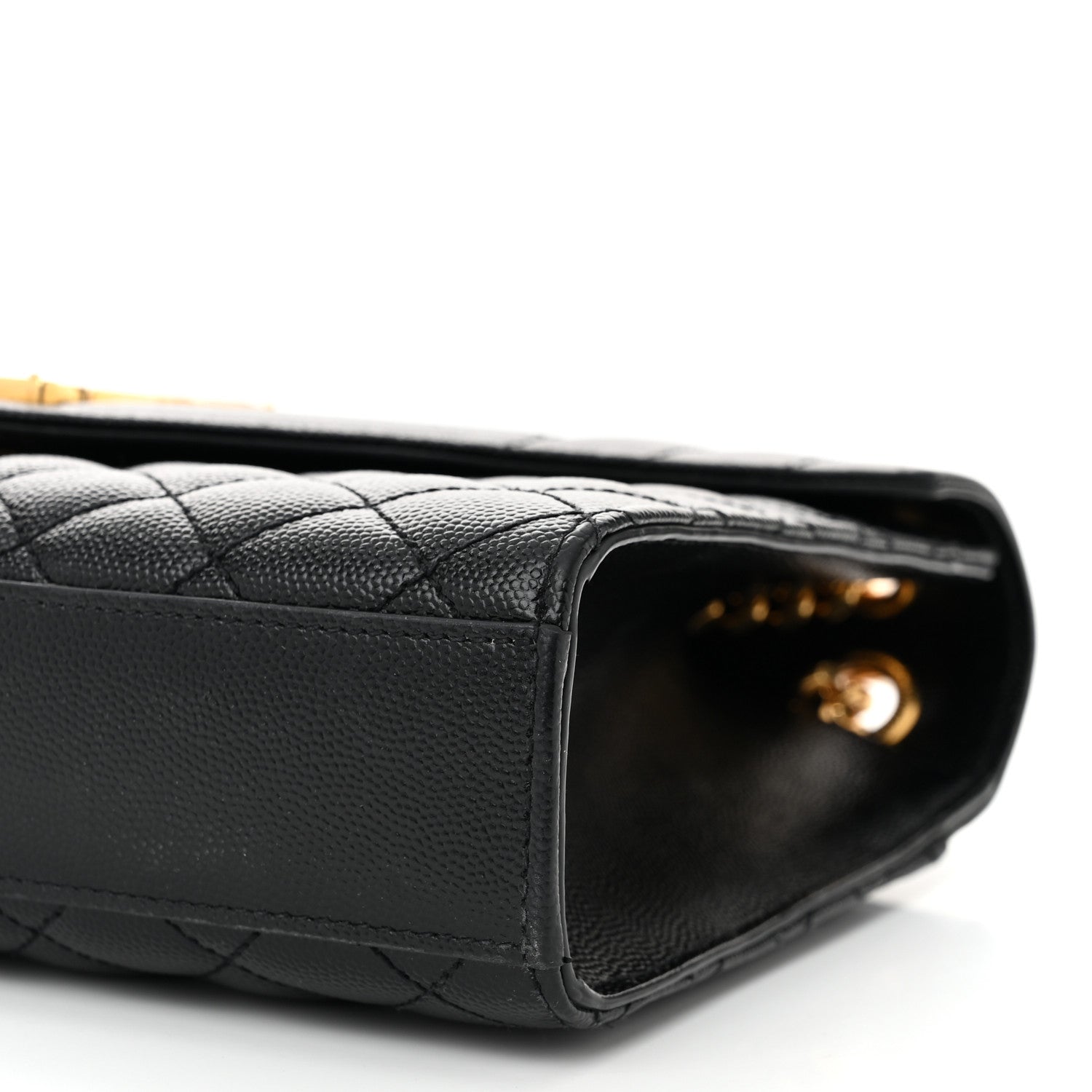 Saint Laurent Grain De Poudre Textured Mixed Matelasse Triquilt Medium Monogram Satchel Black 10 of 10