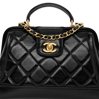 Chanel Shiny Lambskin Quilted Small Cocodoc Top Handle Bag Black 8 of 11