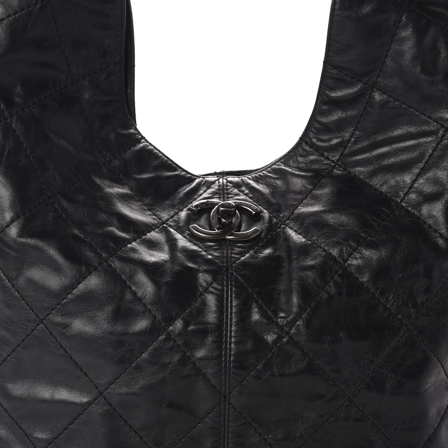 Chanel Aged Calfskin Quilted Coco Supple Hobo Black 10 of 10