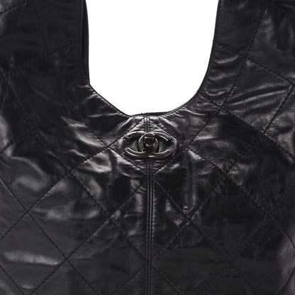 Chanel Aged Calfskin Quilted Coco Supple Hobo Black 10 of 10