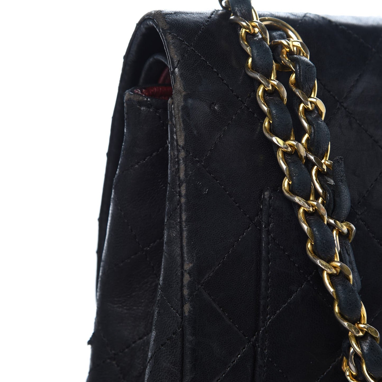 Lambskin Quilted Medium Double Flap Black