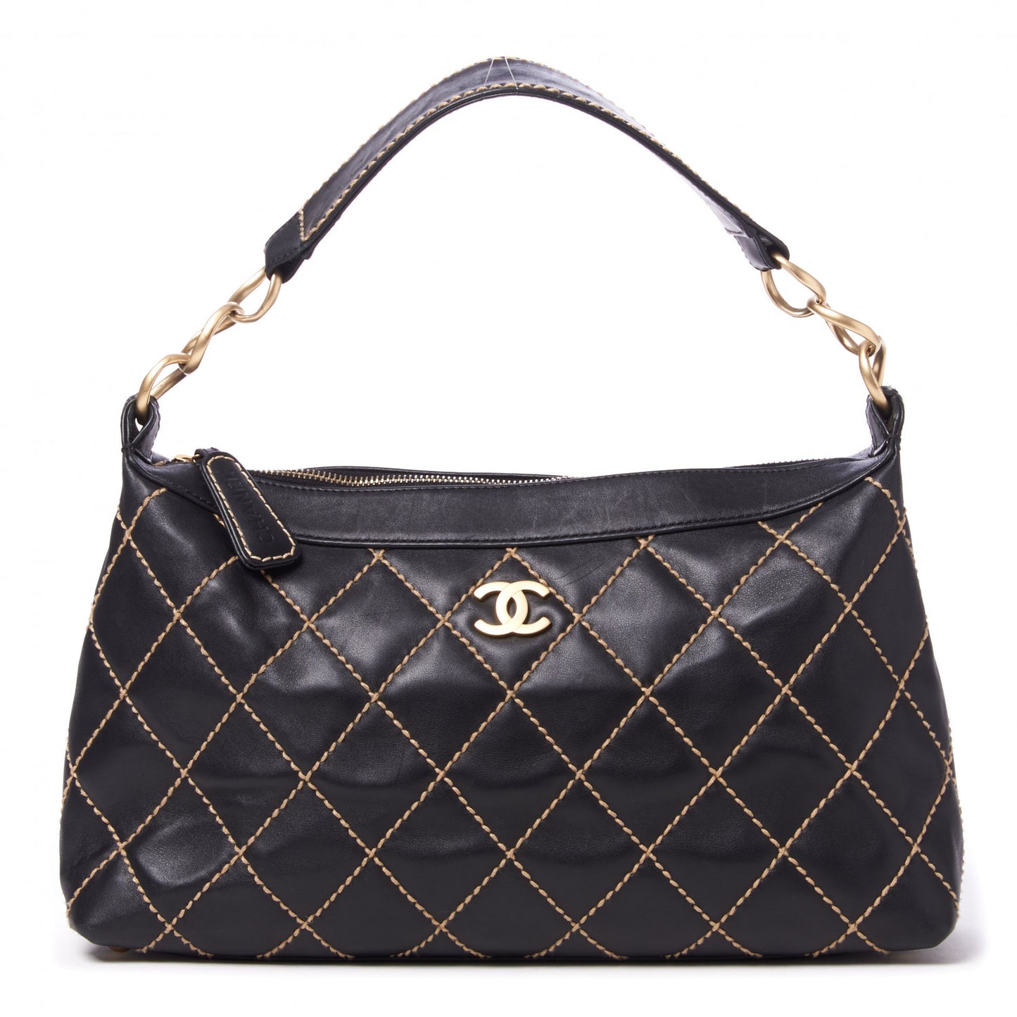 Calfskin Wild Stitch Hobo Black