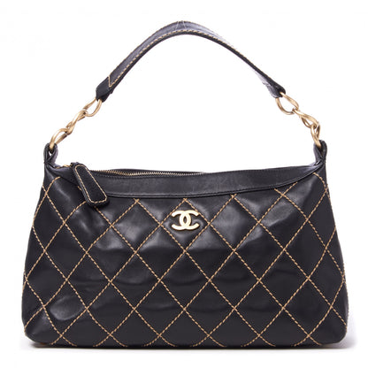 Chanel Calfskin Wild Stitch Hobo Black 1 of 9