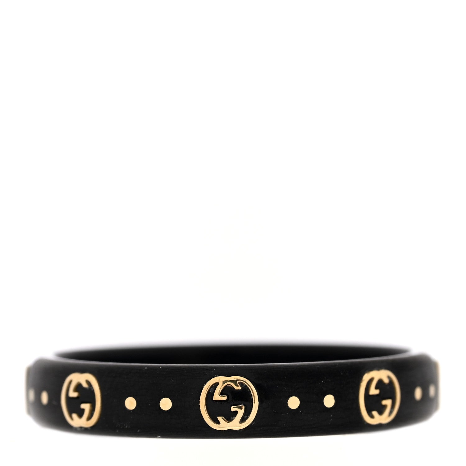 Gucci 18K Yellow Gold Synthetic Corundum Icon Ring Black 62 10 3 of 5