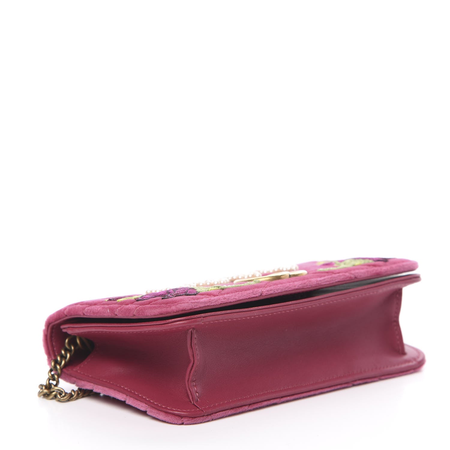 Gucci Velvet Matelasse Love Embroidered GG Marmont Mini Bag Light Raspberry Rose 3 of 9