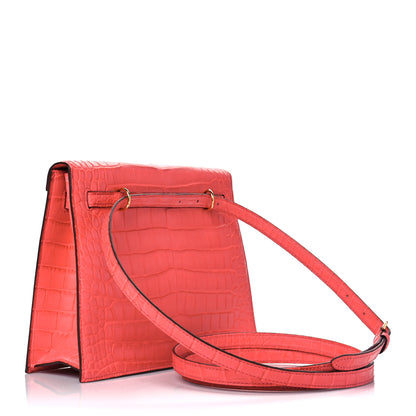 Hermes Matte Alligator Kelly Danse II Belt Bag Bougainvillea 2 of 13