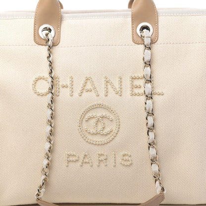 Chanel Canvas Pearl Large Deauville Tote Ecru Beige 8 of 10