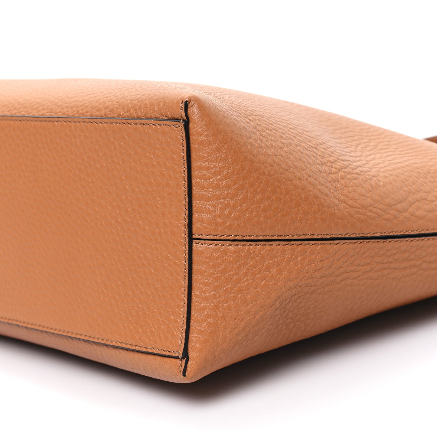 Grained Calfskin Rockstud Shoulder Tote Almond