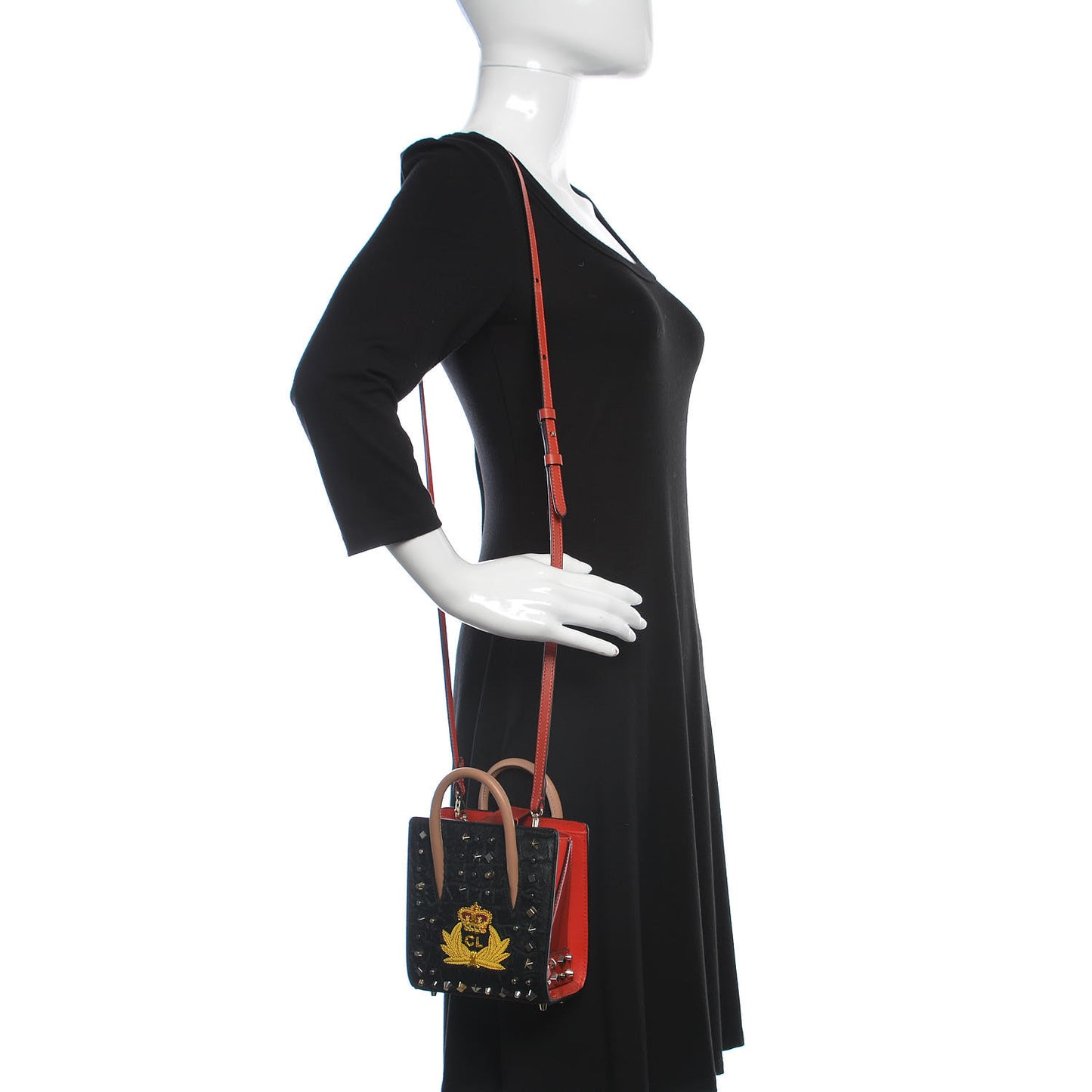 Calf Hair Calfskin Studded Nano Paloma Black