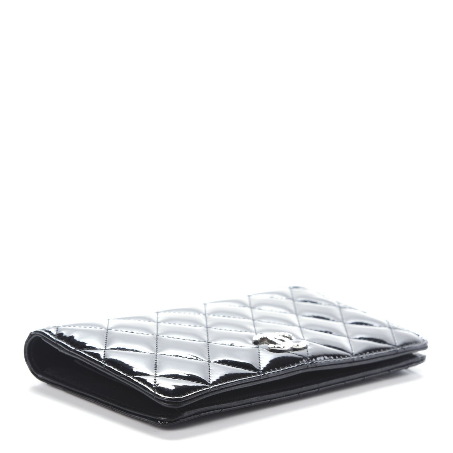 Patent Quilted Brilliant Yen Wallet Black
