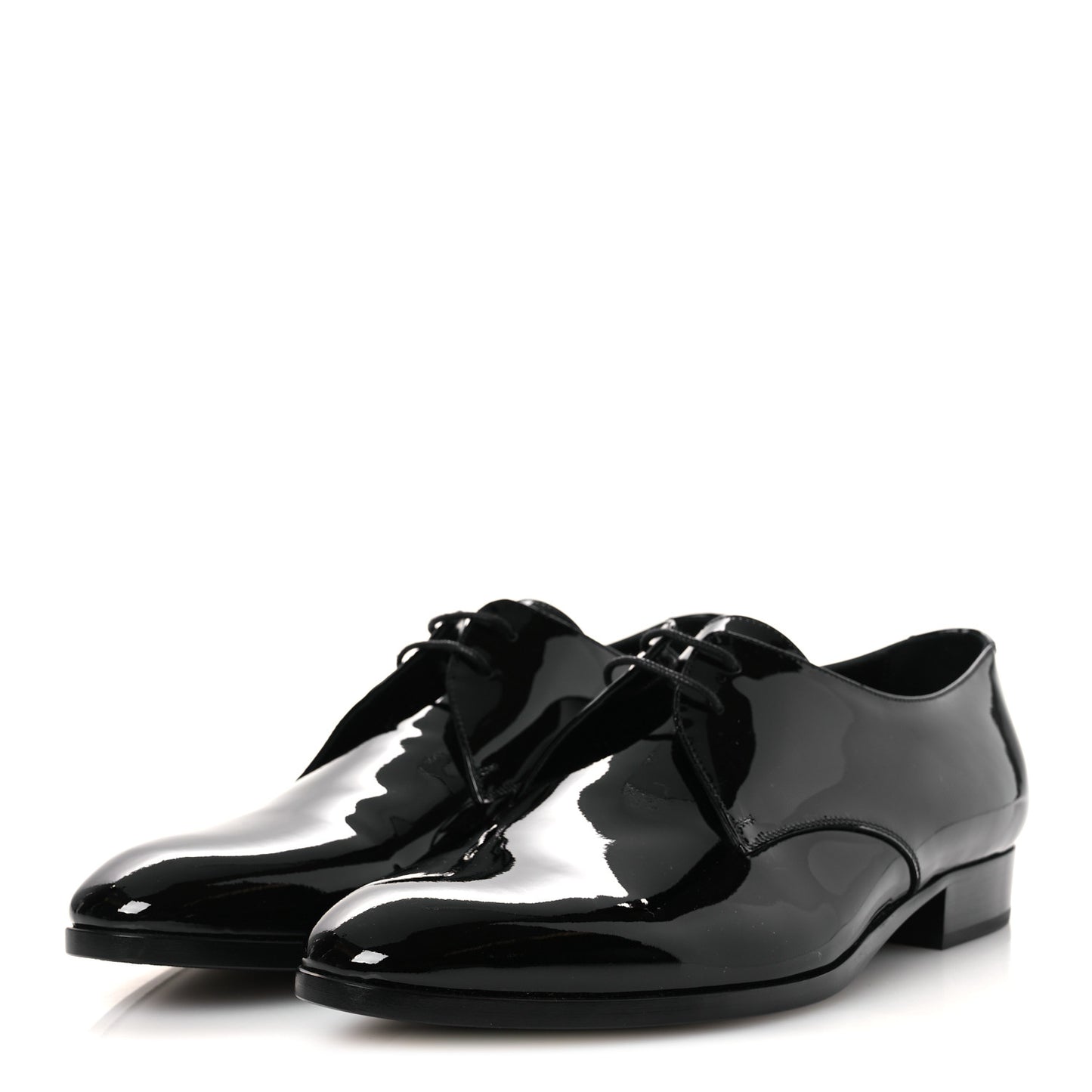 Patent Calfskin Mens Wyatt Derby Lace Up Shoes 44.5 Black