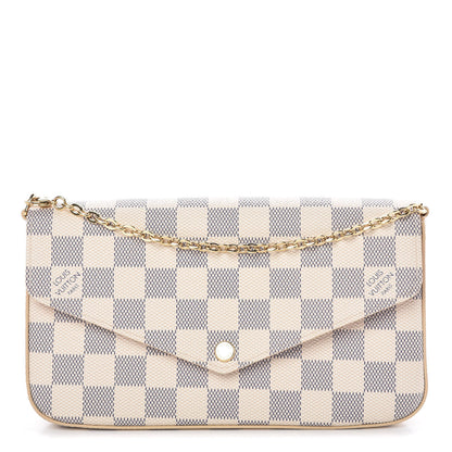Louis Vuitton Damier Azur Pochette Felicie Chain Wallet Rose Ballerine 1 of 8