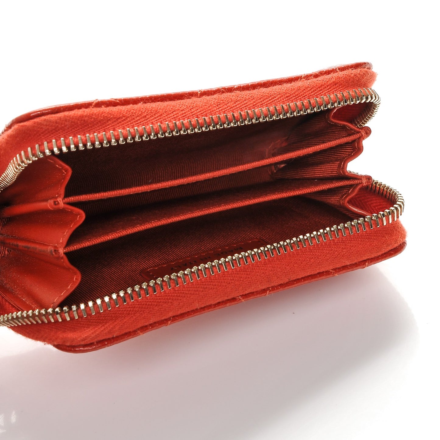 Pearly Caviar Quilted Zip Coin Purse Orange