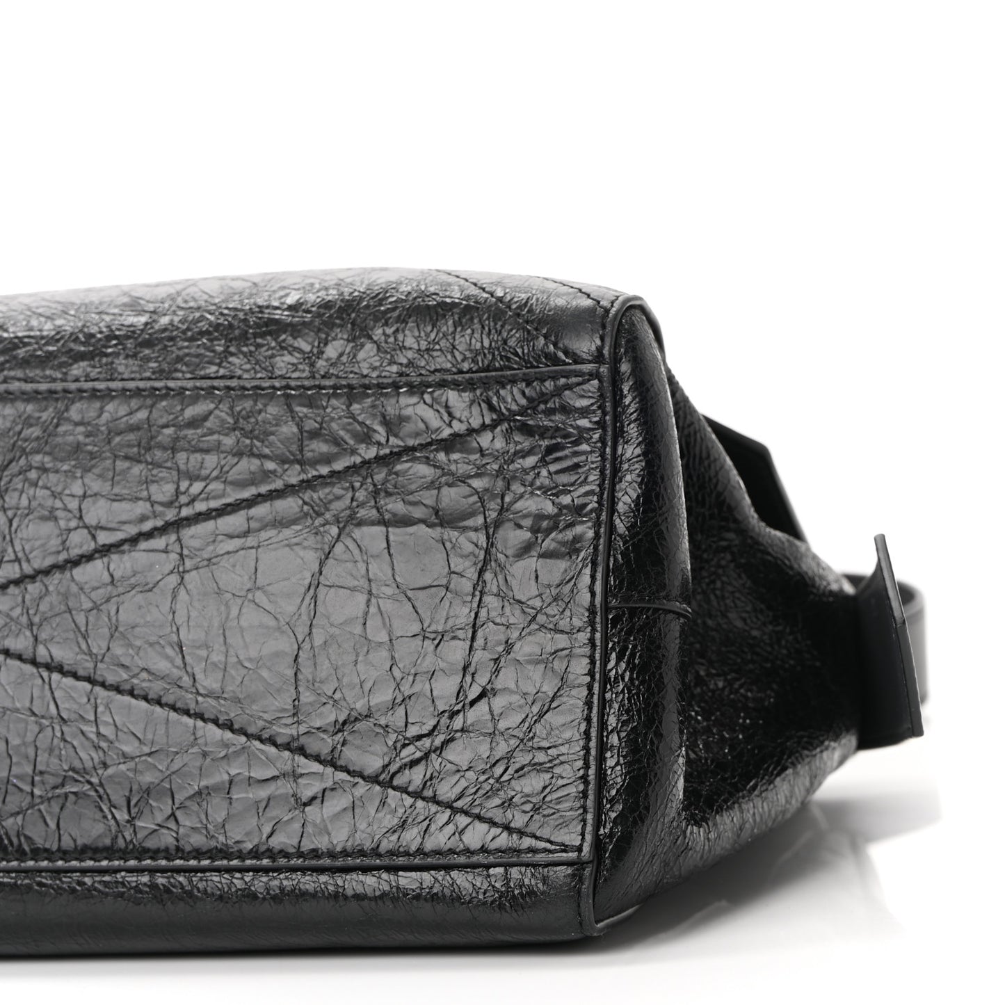 Creased Patent Calfskin Medium ID Flap Black