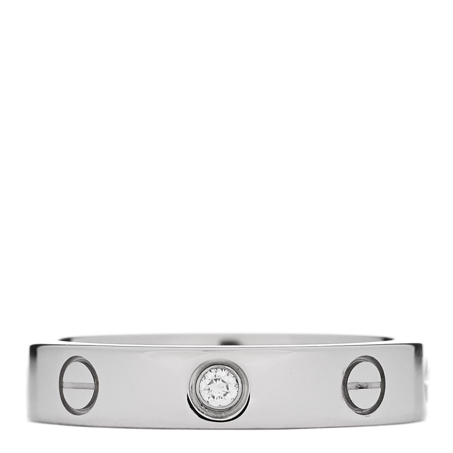 Cartier 18K White Gold Diamond 4mm LOVE Wedding Band Ring 53 6.5 1 of 6