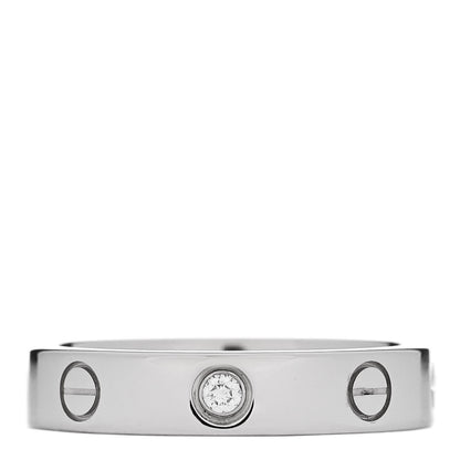 Cartier 18K White Gold Diamond 4mm LOVE Wedding Band Ring 53 6.5 1 of 6