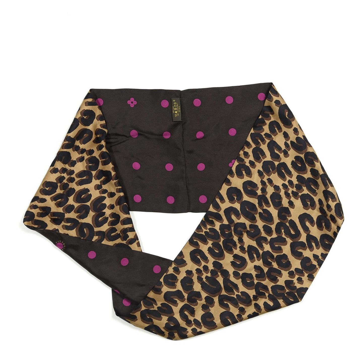 Silk Leopard Snood Scarf Brown