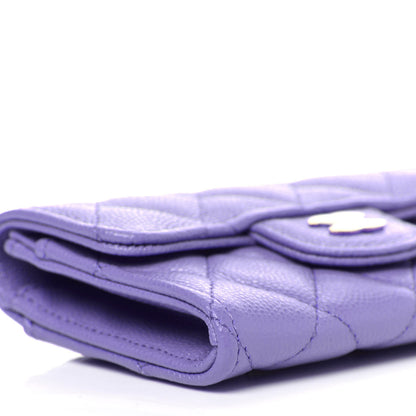 Chanel Caviar Quilted Flap Card Holder Wallet Purple 9 of 12