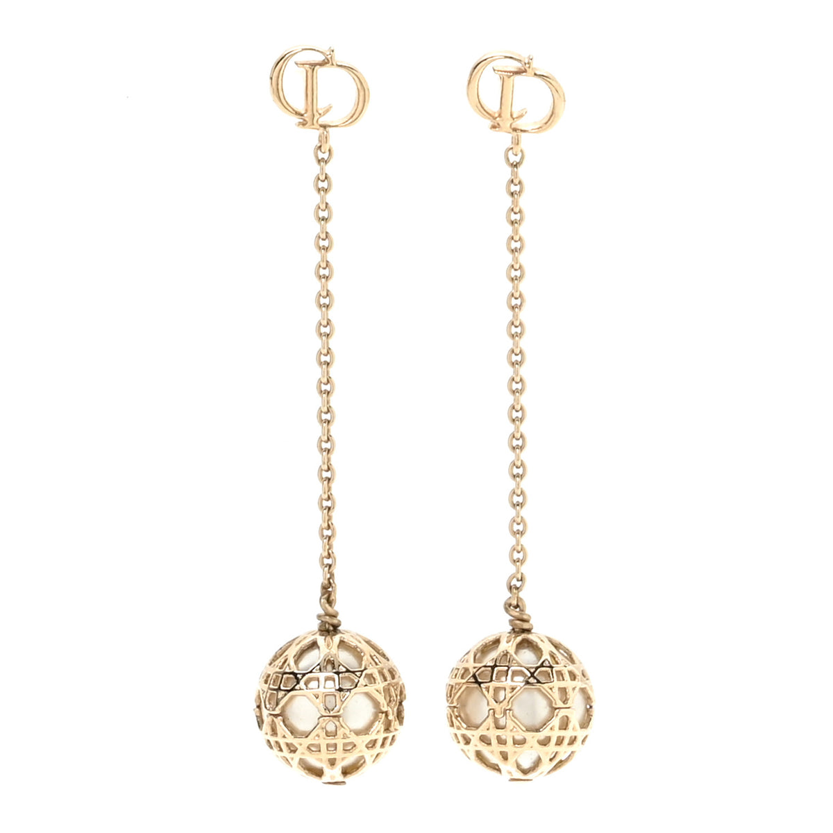 Pearl Secret Cannage Mise En Dior Tribales Dangle Earrings Gold