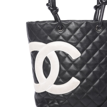 Chanel Calfskin Quilted Medium Cambon Tote Black White 11 of 15