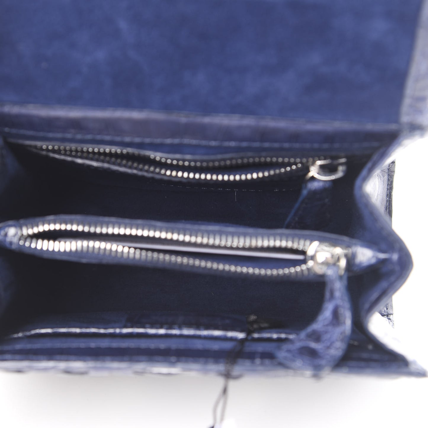 Crocodile Linen Mini Lily Top Handle Bag Blue