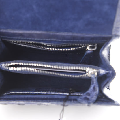 Nancy Gonzalez Crocodile Linen Mini Lily Top Handle Bag Blue 6 of 12