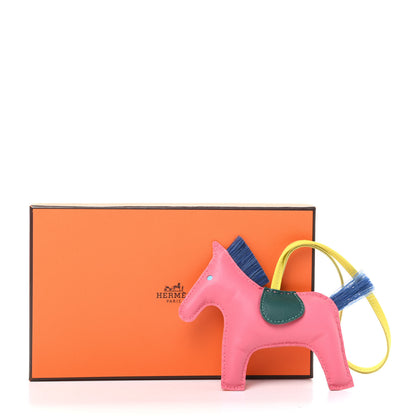Hermes Milo Lambskin Horse Hair Grigri Rodeo Horse Bag Charm MM Rose Azalee Malachite Lime 4 of 4