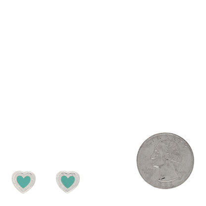 Tiffany Sterling Silver Enamel Mini Return to Tiffany Love Heart Earrings Blue 2 of 4