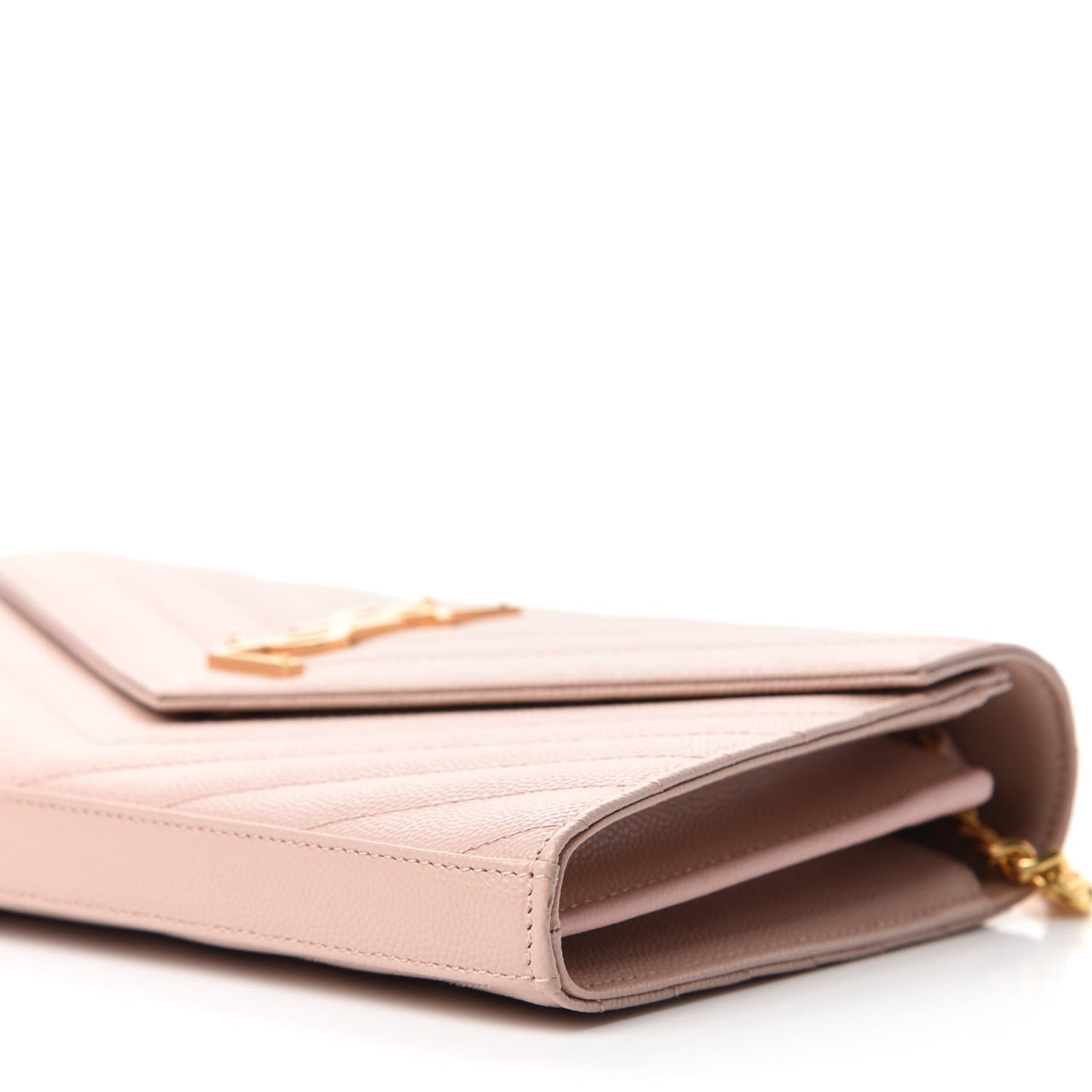Grain De Poudre Matelasse Chevron Monogram Chain Wallet Pale Blush