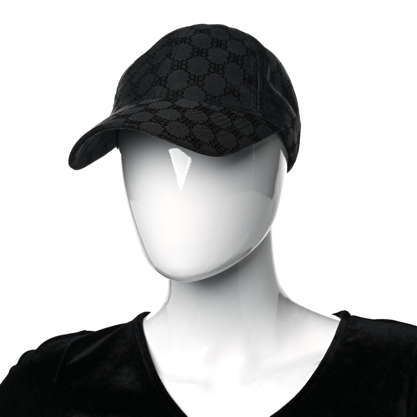 X BALENCIAGA BB Monogram Baseball Hat S Black