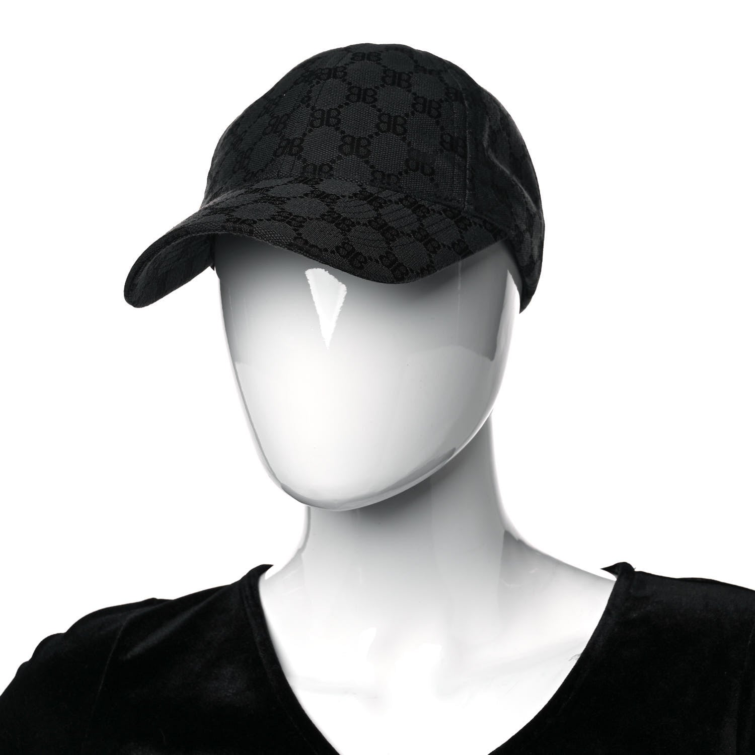 Gucci X BALENCIAGA BB Monogram Baseball Hat S Black 2 of 8