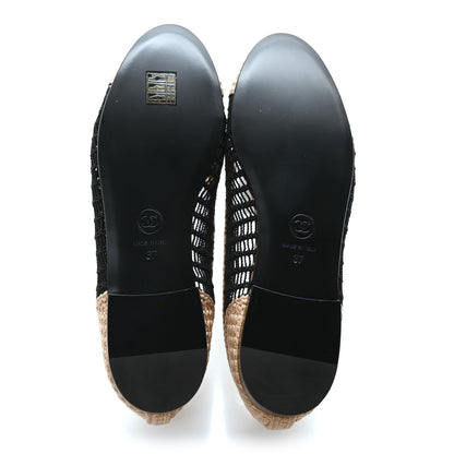 Chanel Raffia Cap Toe Ballerina Flats 37 Black Beige 6 of 9