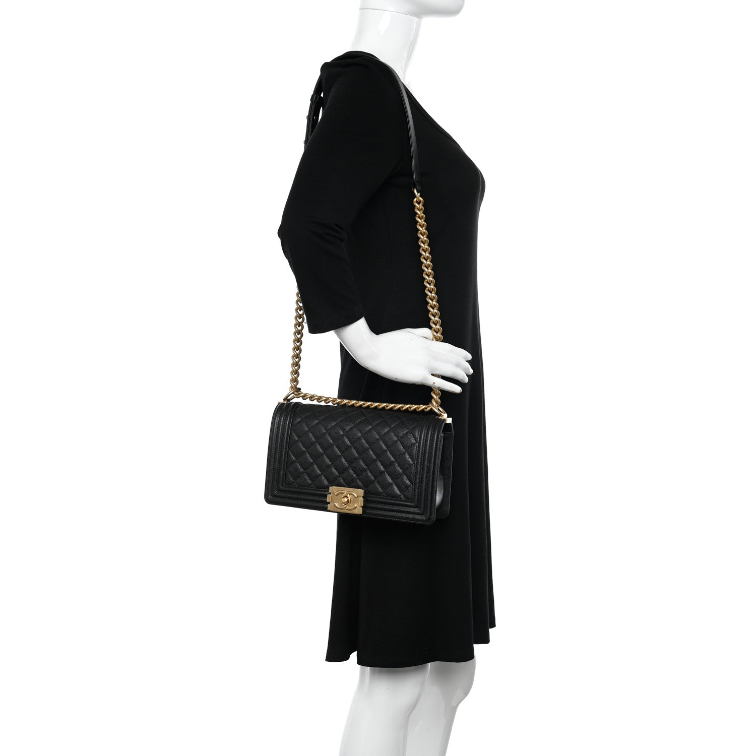 Chanel Caviar Quilted Medium Boy Flap Black 2 of 9