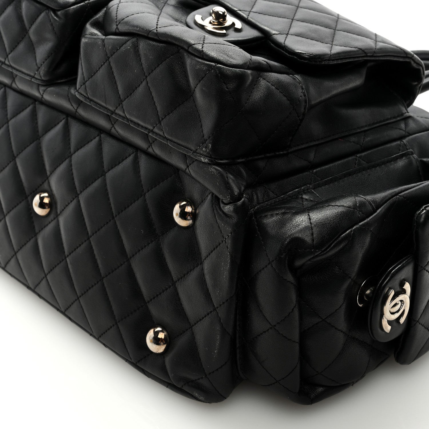 Chanel Calfskin Quilted Large Cambon Multipocket Reporter Black White 9 of 10