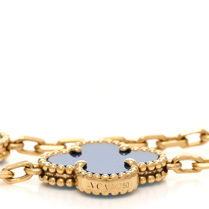 Van Cleef & Arpels 18K Yellow Gold Blue Agate 5 Motifs Vintage Alhambra Bracelet 4 of 5