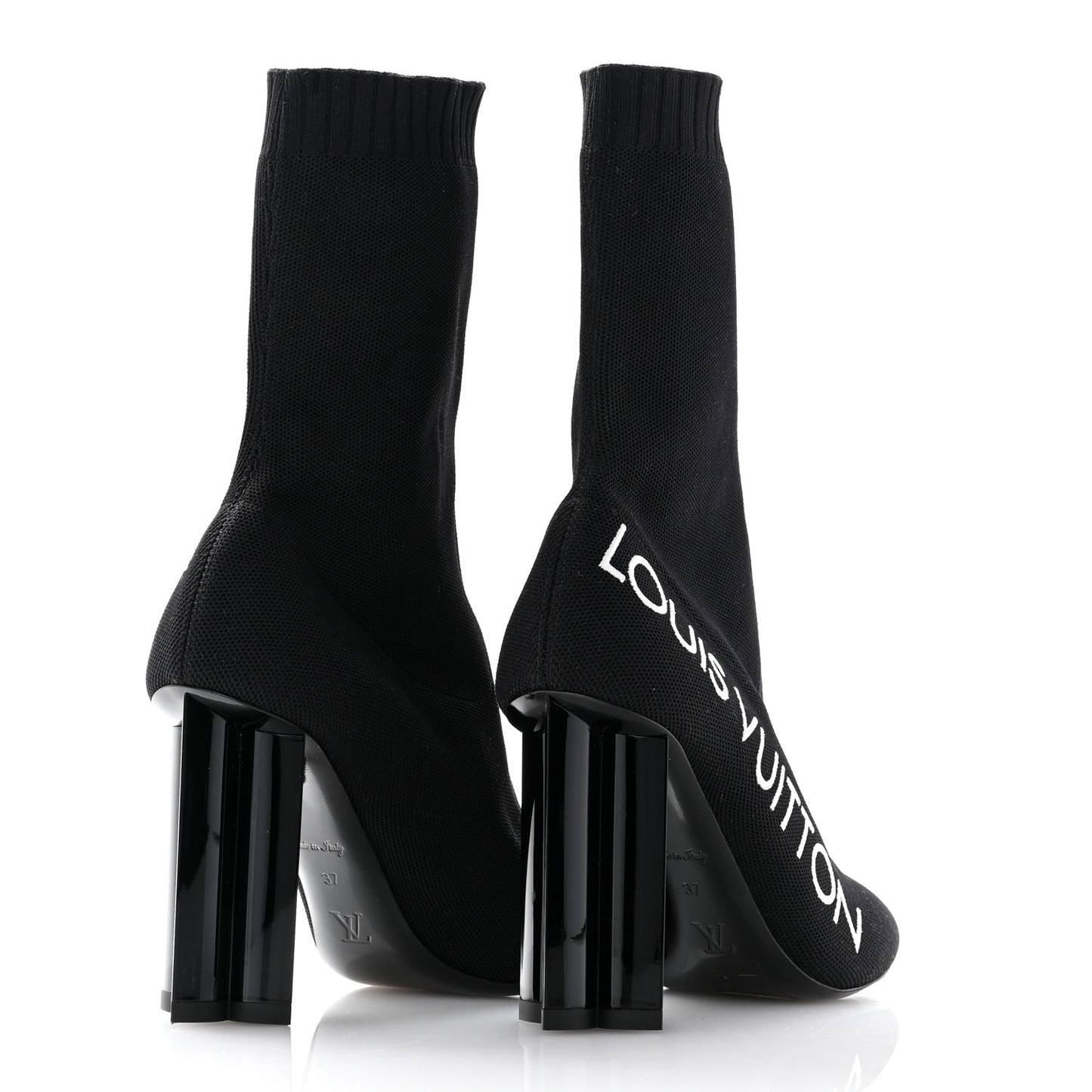Stretch Fabric Silhouette Ankle Boots 37 Black