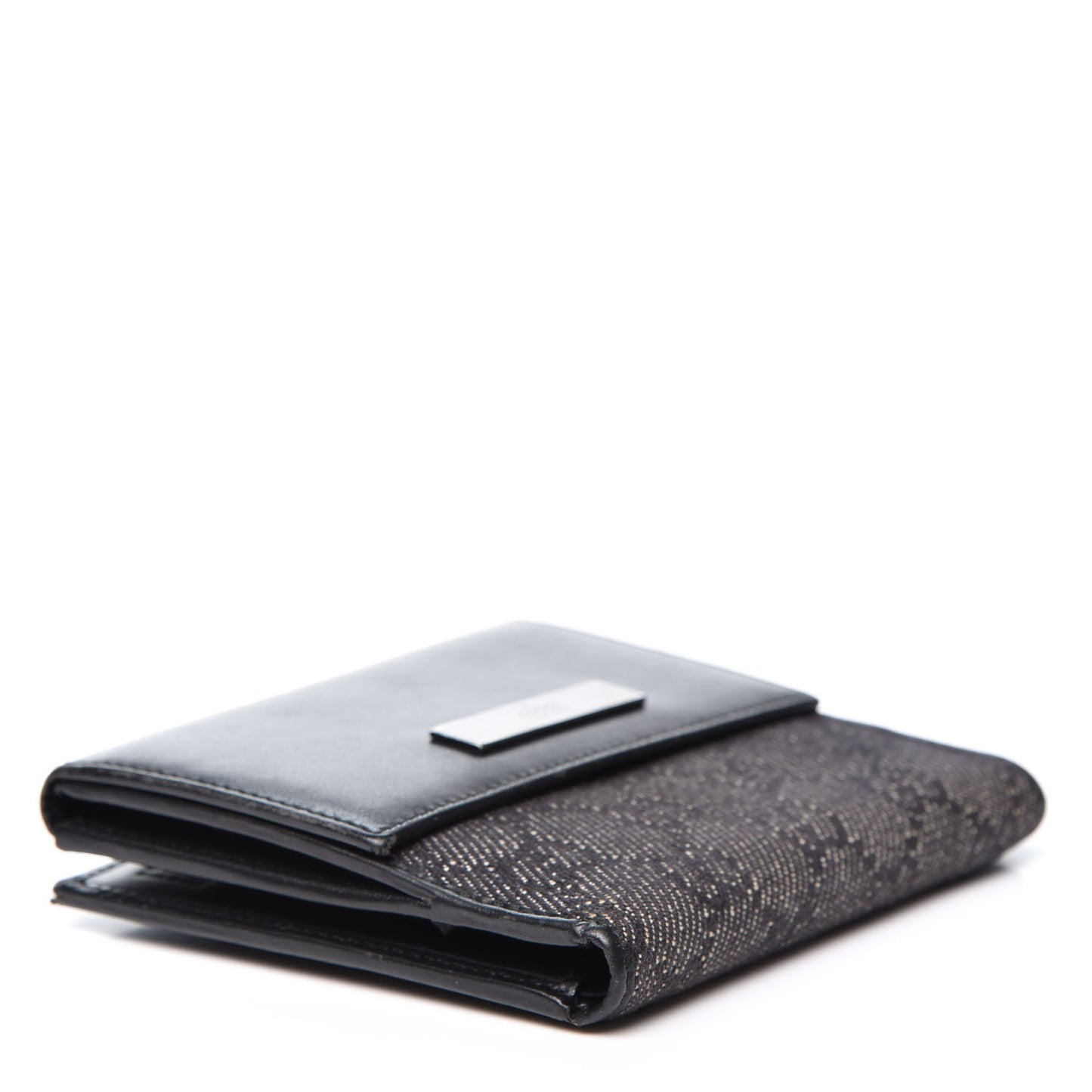Calfskin Denim Monogram French Flap Wallet Black
