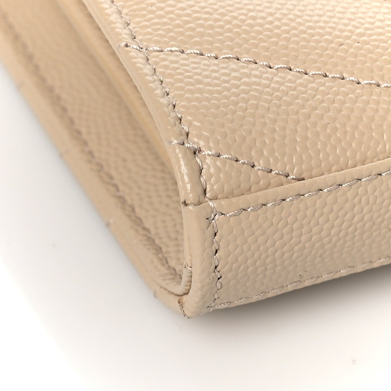 Saint Laurent Grain De Poudre Matelasse Chevron Monogram Chain Wallet Nude Powder 7 of 8