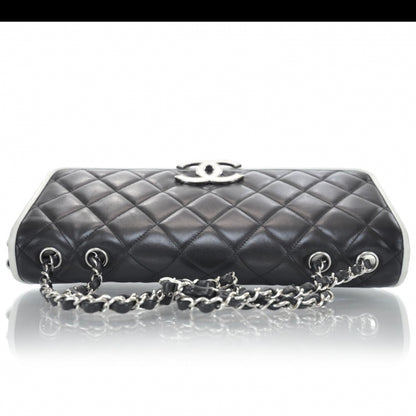 Chanel Lambskin Quilted XL Flap Black White 5 of 9