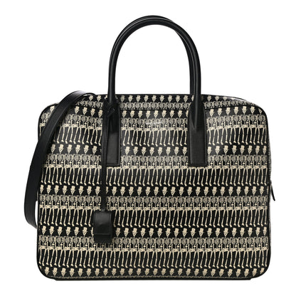 Saint Laurent Grain de Poudre Skeleton Print Medium Museo Briefcase Black 1 of 10