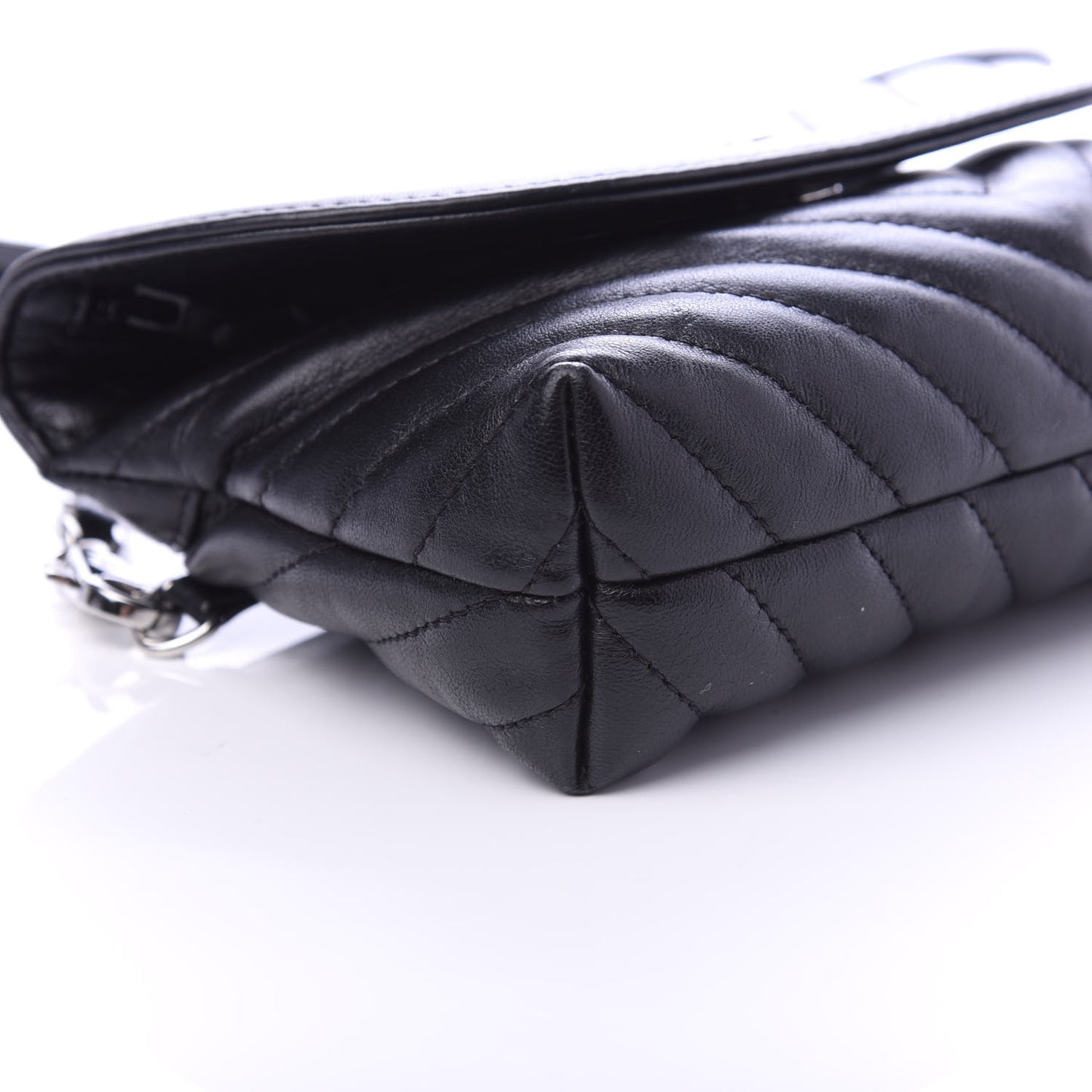 Calfskin Chevron Waist Belt Bag Black