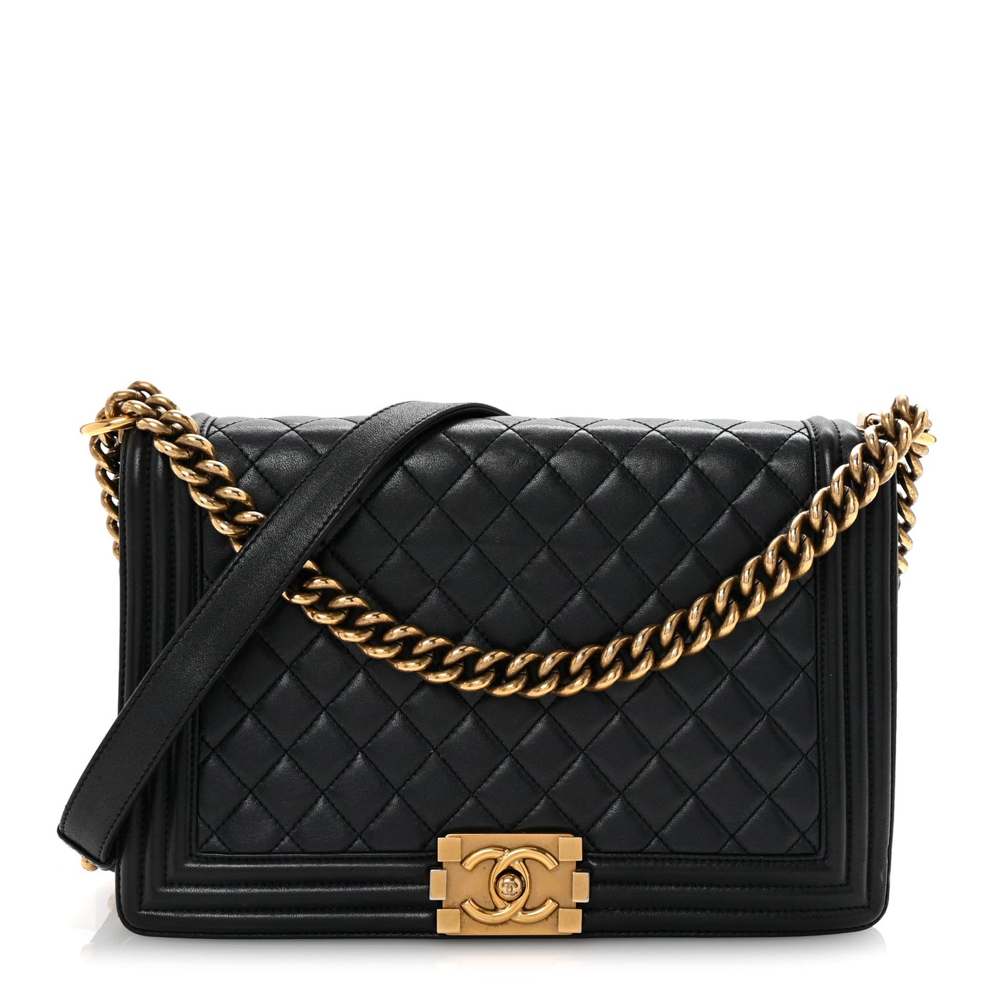 Lambskin Quilted New Medium Boy Flap Black