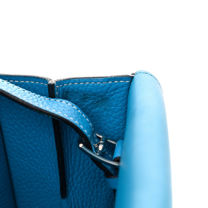 Hermes Taurillon Clemence Halzan 31 GM Bleu Frida 12 of 14