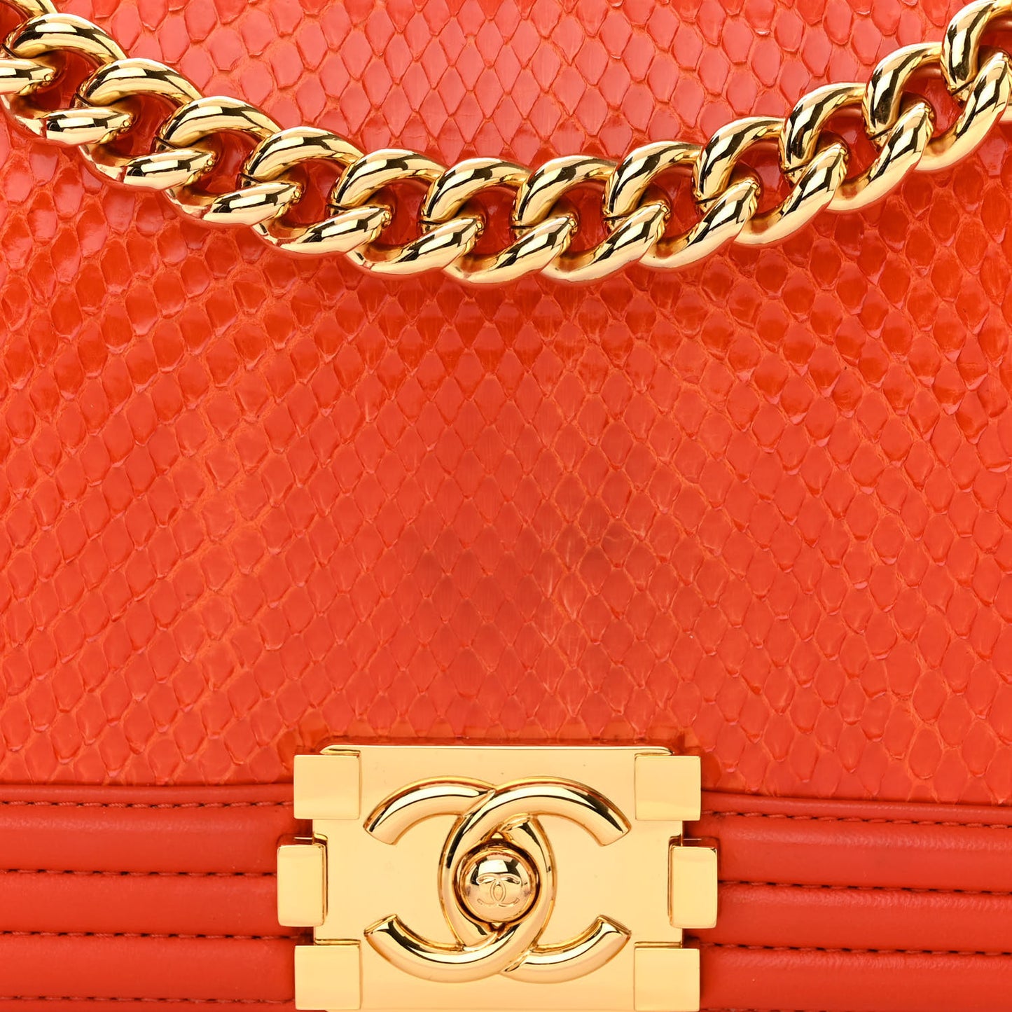 Snakeskin Medium Boy Flap Red