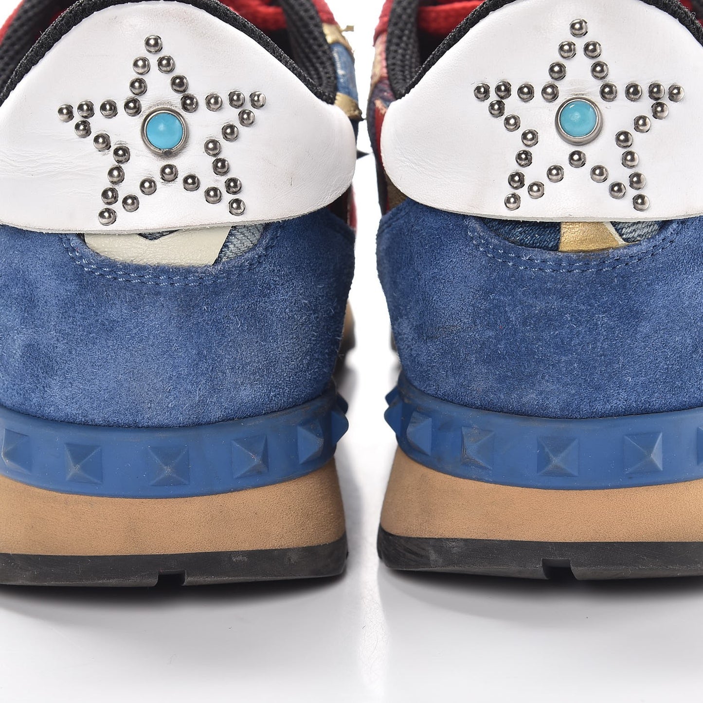 Suede Denim Camustars Womens Rockrunner Sneakers 38 Blue Red