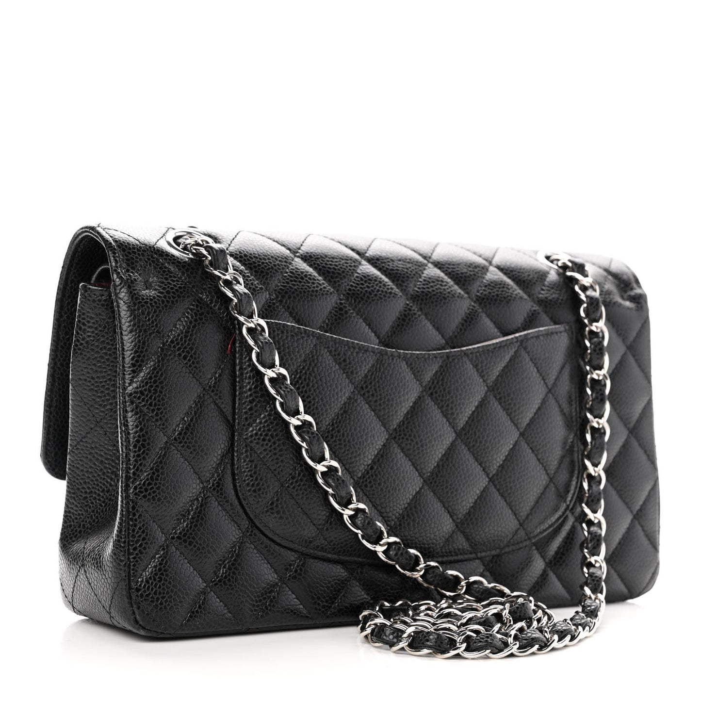 Caviar Quilted Medium Double Flap Black
