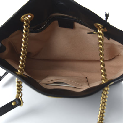 Gucci Calfskin Matelasse Medium GG Marmont Open Top Shoulder Bag Black 5 of 11