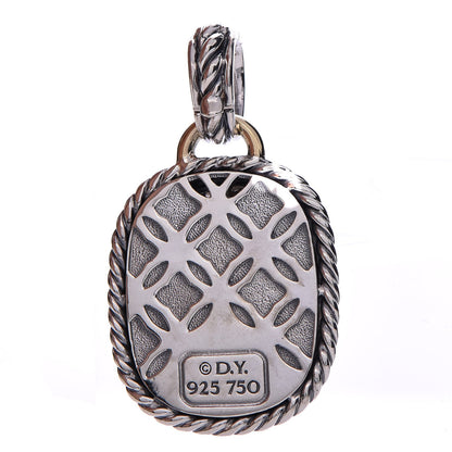 David Yurman Sterling Silver 18K Yellow Gold Smoky Quartz Diamond 11mm Wheaton Enhancer Pendant 3 of 4