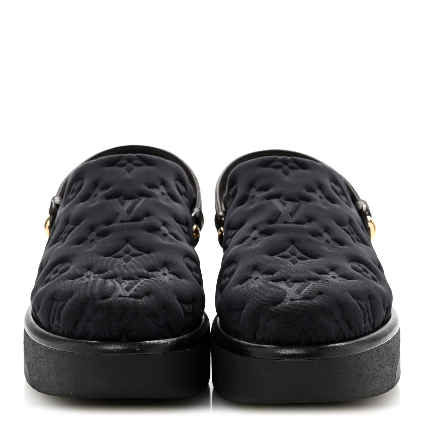 Nylon Embossed Monogram Aspen Platform Clog Mules 39.5 Black